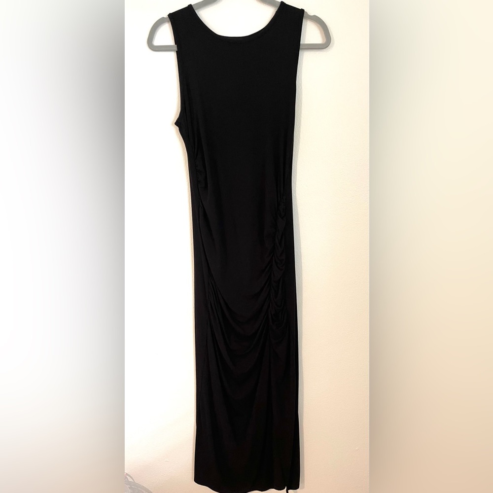 Ruched side Black Sleeveless Dress